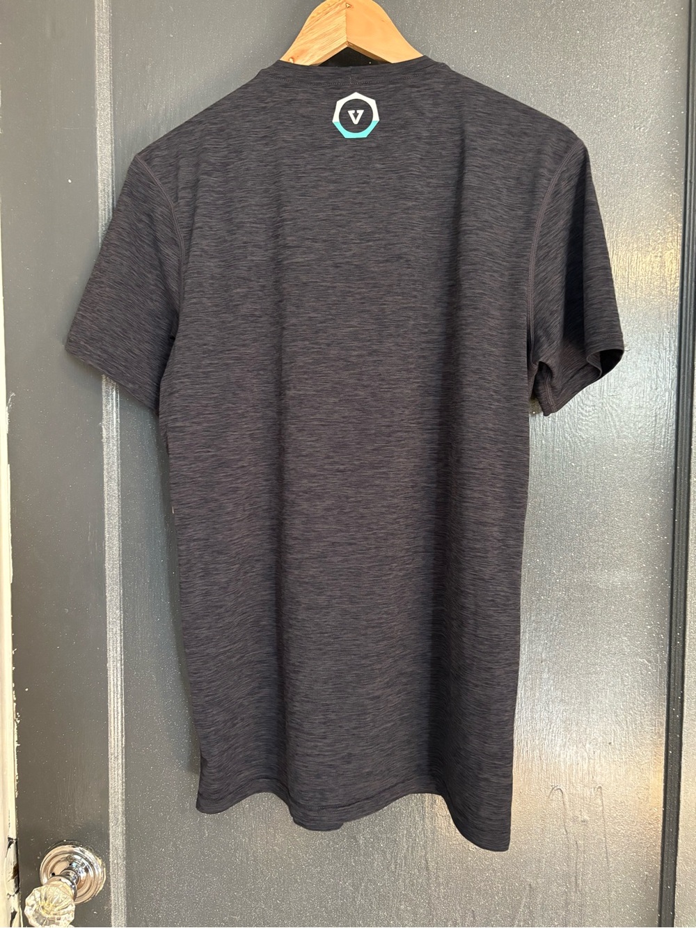VISSLA Black Heather Tee with Mint Chest Stripes - Picture 3 of 4
